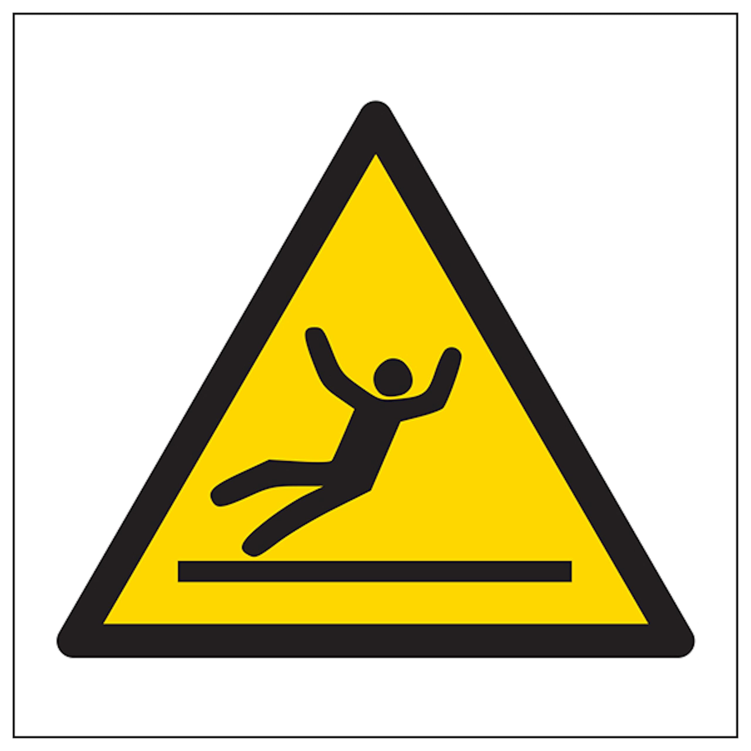 V Safety Warning Slippery Surface Symbol 100 x 100 mm - 2mm Rigid Plastic Safety Sign