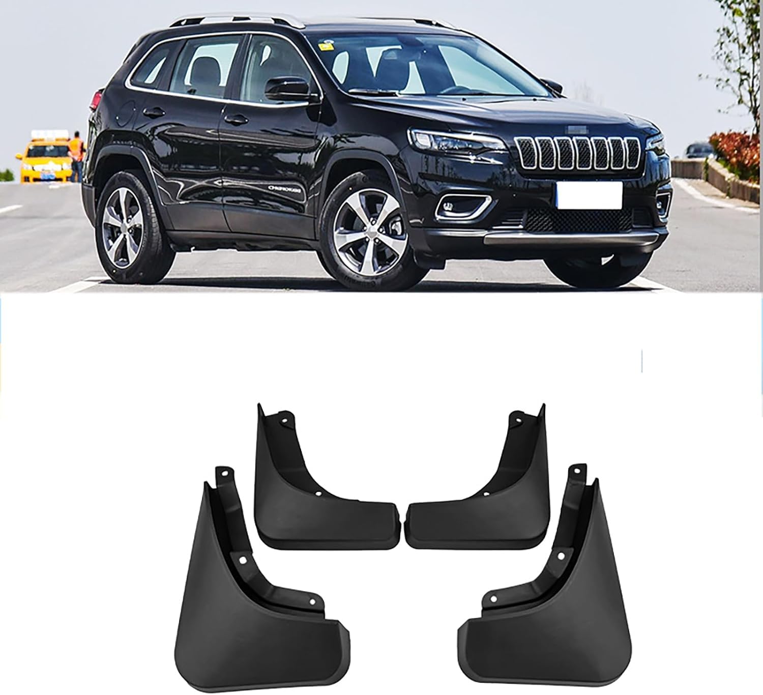 No-Drill Mudflaps for Jeep Cherokee 2019-2022, Bolt-On Kit, Road Legal