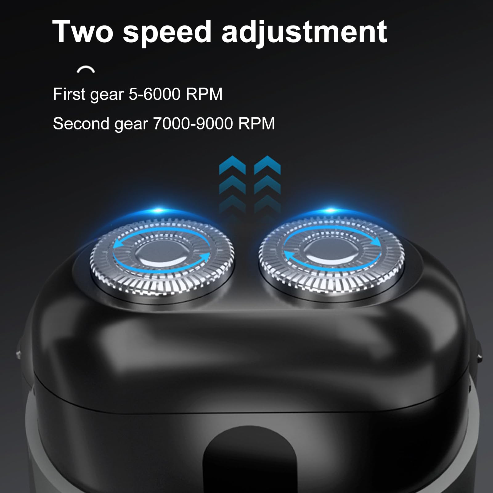 Layhou Portable Electric Shaver Men's Razor Double Blade Beard Trimmer Dual Ring Floating Blade Net Self-sharpening Stainless Steel Washable Head 2 Speed Adjustable Type-C Rechargeable