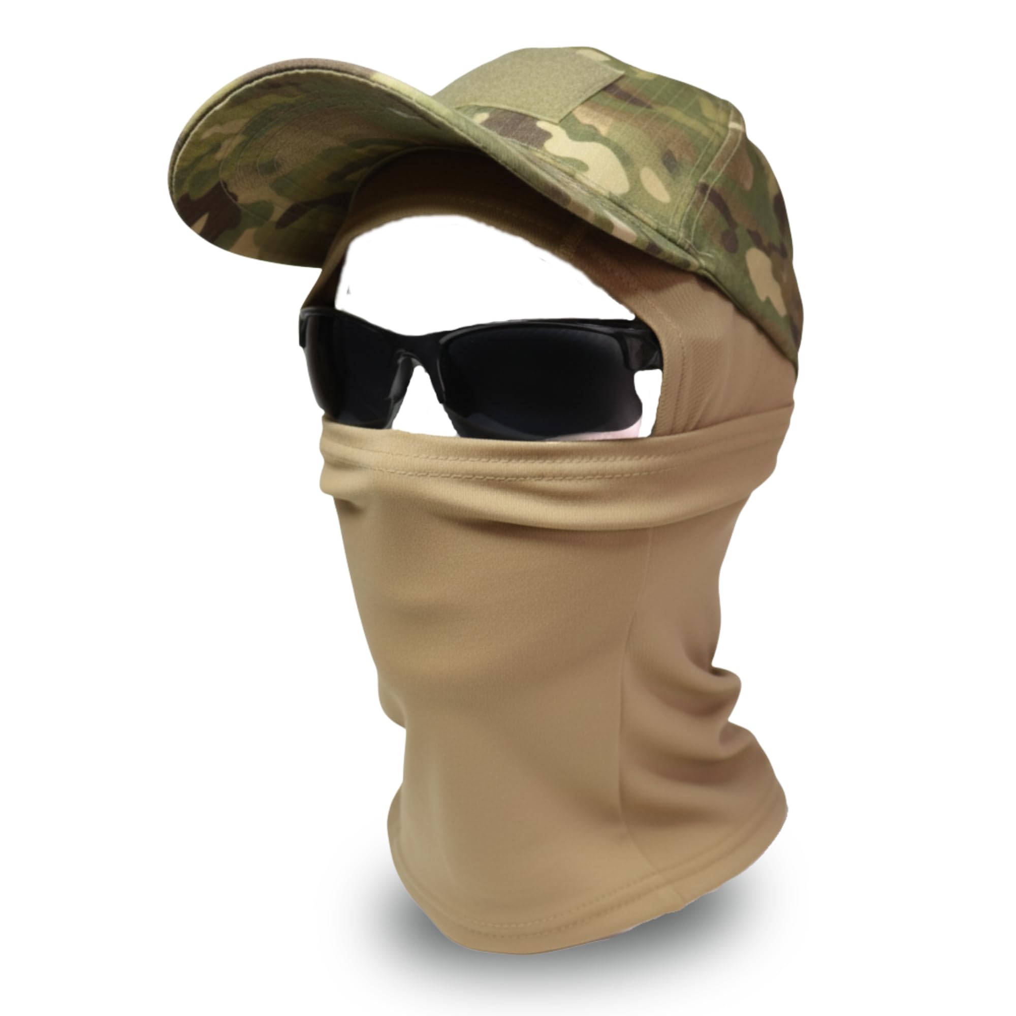 Sibo - Set Outdoor (3 Pezzi): Berretto tattico con Velcro + Occhiali Outdoor + Balaclava Elastico e Traspirante per Airsoft, Paintball, Caccia, Trekking, Ciclismo, Running, Sci