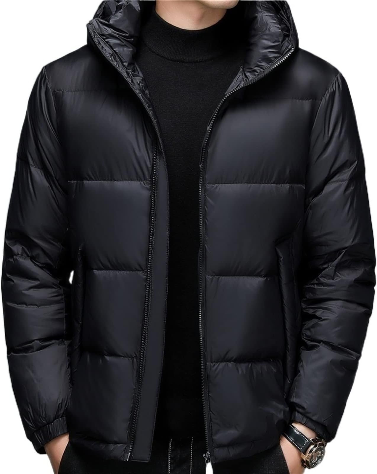 Down jacket men Solid Color Hooded Down Jacket Winter Arrival White Down Coat Men Thick Warm Windbreaker