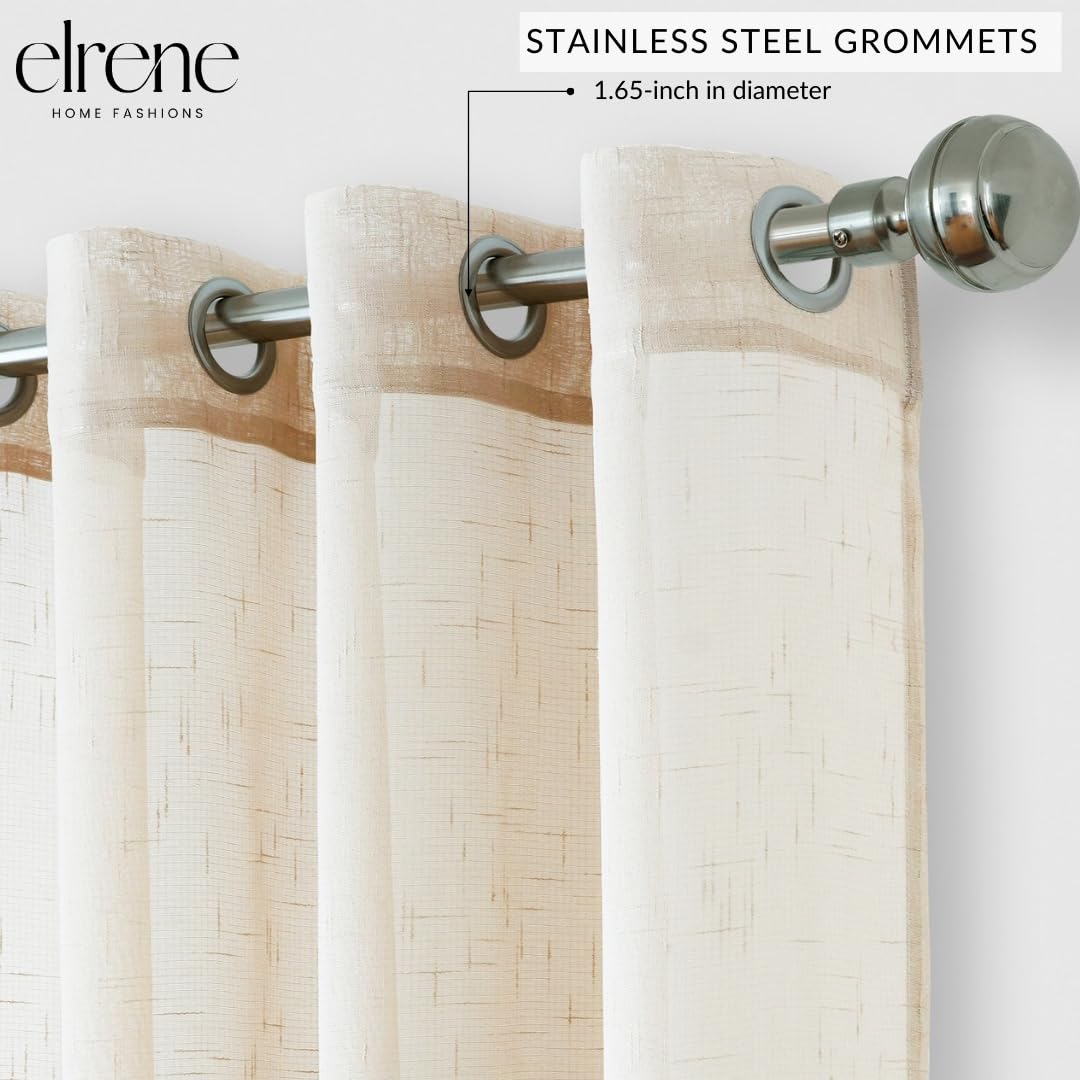 Elrene Home Fashions Carmen Extra Wide Indoor/Outdoor Sheer Grommet Window Curtain Panel, 114"x108" (1, Ivory - Image 4