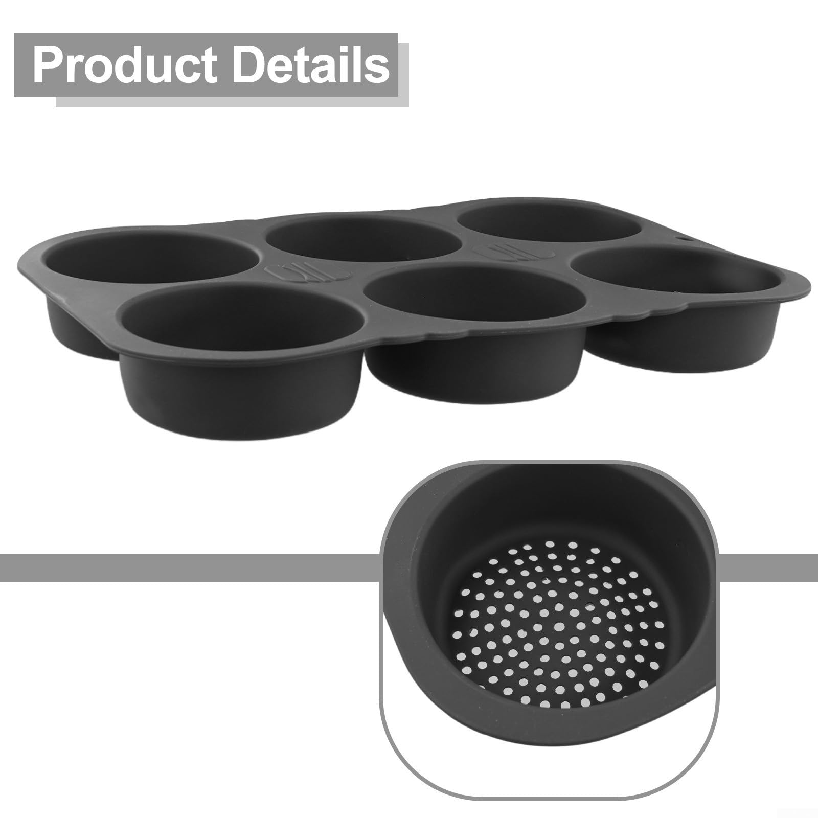 Molde de silicona antiadherente para panecillos y panecillos caseros, color gris, 34 cm