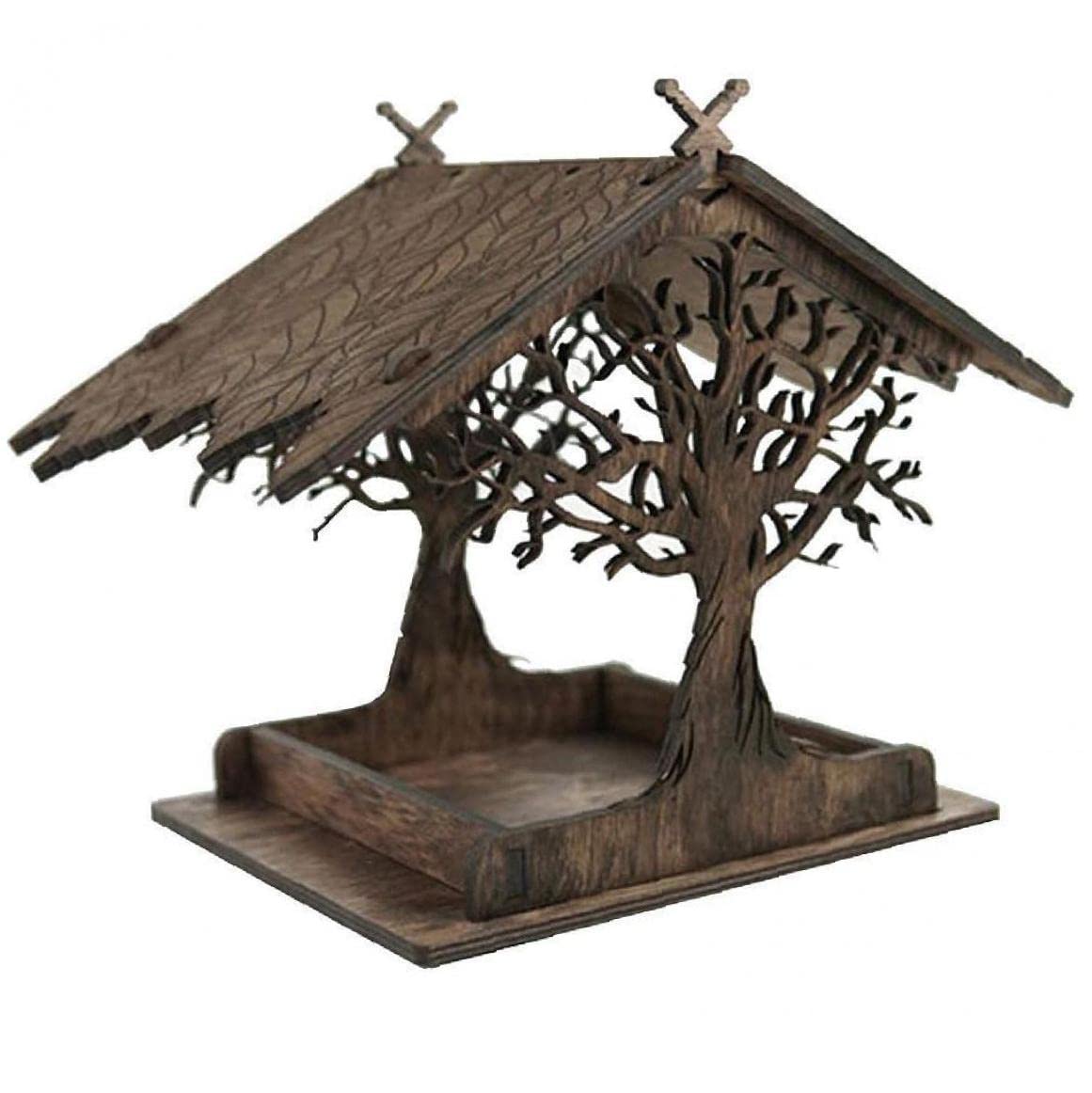 Froiny Brown Hanging Bird Feeder Wooden Birdhouse Hanging Nesting Feeding Station For Bird Animals For Garden Yard Outdoor Decoration