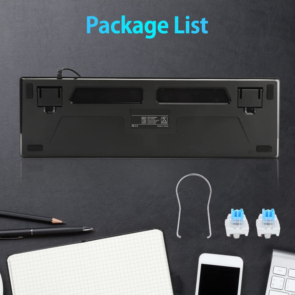 HJK920 - Tastiera da gioco meccanica, illuminazione LED RGB, 104 tasti, tastiera retrò cablata per PC Gamer Office e Computer Portatile da ufficio (nero)