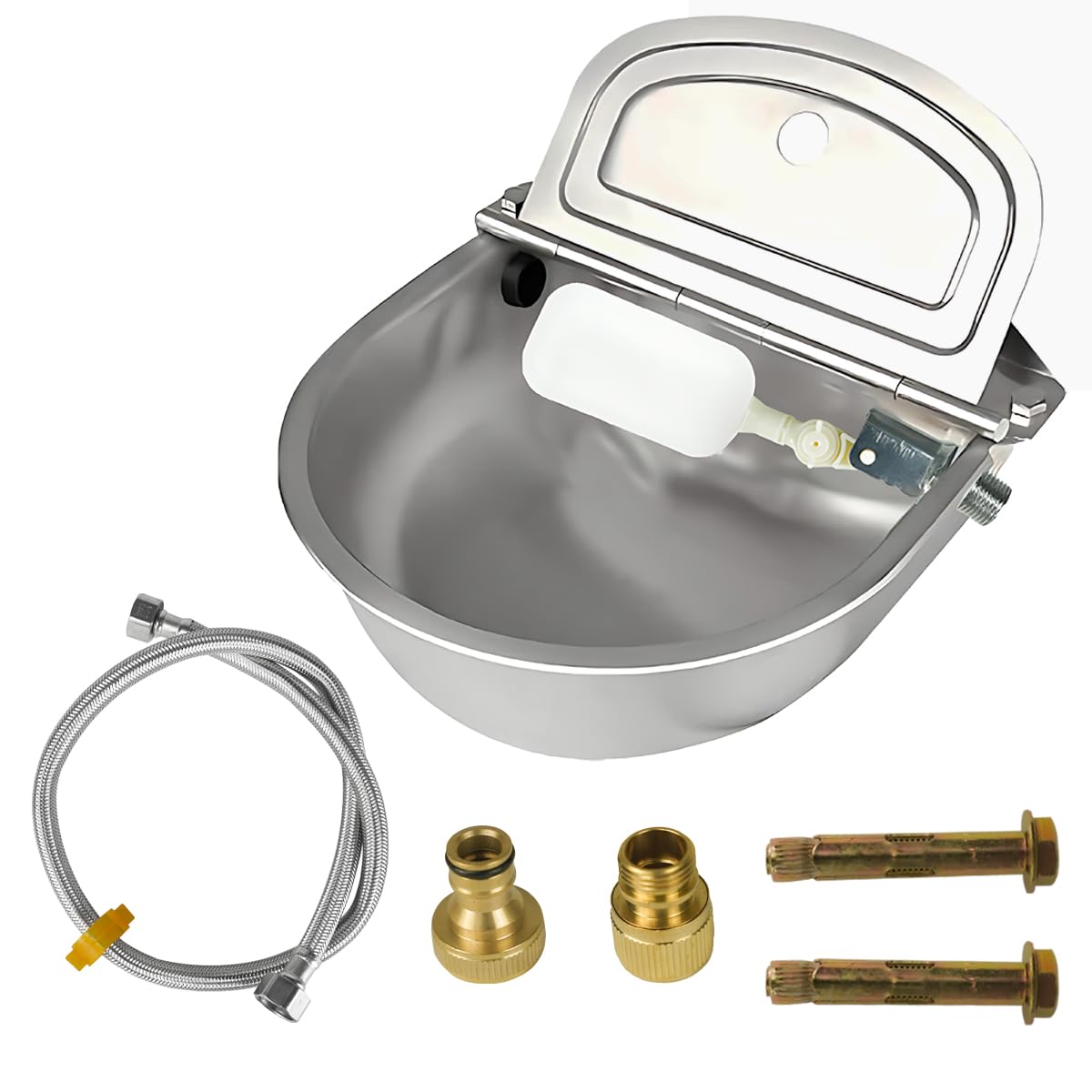 Automatic Dog Water Bowl Dispenser Large Capacity Dispenser for Dogs Horse Goat Pig Cow, 304 Stainless-Steel Livestock Waterer Outdoor Trough Dog Bowl, Horse & Goat Waterer