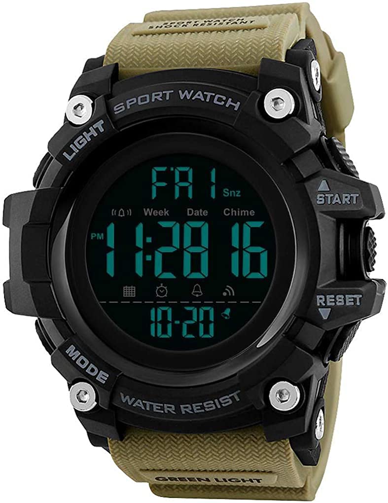 Shocknshop Rubber Multifunctional Sports Digital Watch Boy And Men (Black Dial Khaki Colored Strap) -Sk-02, Brown Band (B09B7Q7GNS) Amazon Price History, Amazon Price Tracker