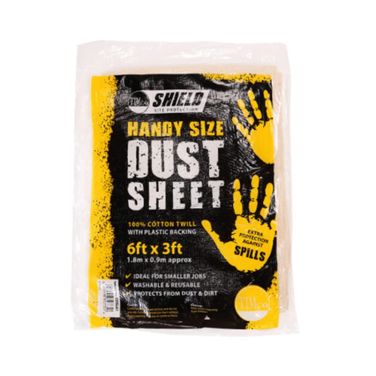 TIMCO Laminated Cotton Twill Dust Sheet - 6ft x 3ft, Black, CDSL63
