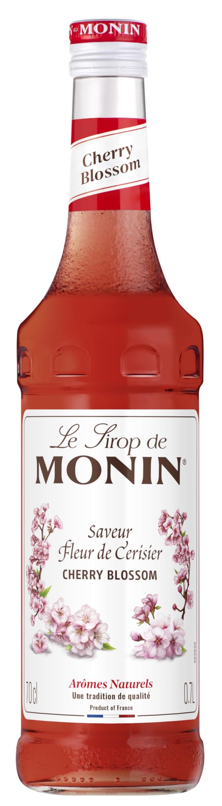 Monin Sirup Kirschblüte/Cherry Blossom (1 x 0,7 l)- floraler Kirschblüten-Geschmack, 0,7 l, Premium Cocktail- & Getränkesirup, floral-mild & vielseitig für Cocktails, Mocktails & Limonaden