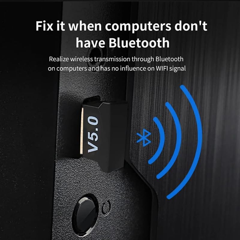 Image of SANCY Ultra-Mini Bluetooth Adapter for PC, 5.0 Bluetooth USB Dongle Receiver, Support Windows 11 /10 /8.1 /8 /7 /XP for Desktop, Laptop, and Others (Black:Silver)