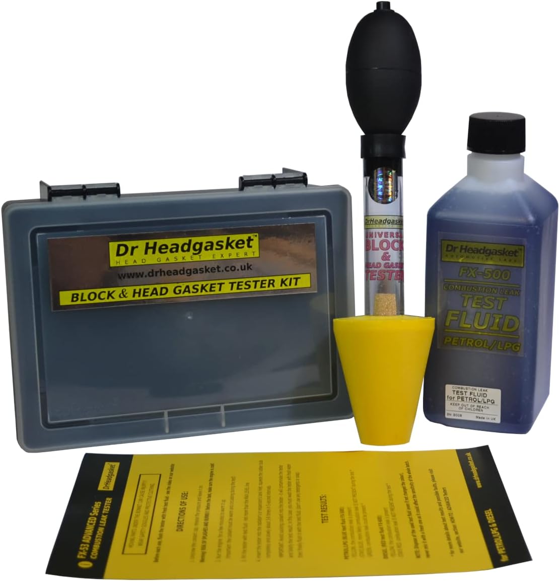 Head Gasket - Block - Combustion Leak Tester KIT FX-53 Box 500ml Petrol Test Fluid