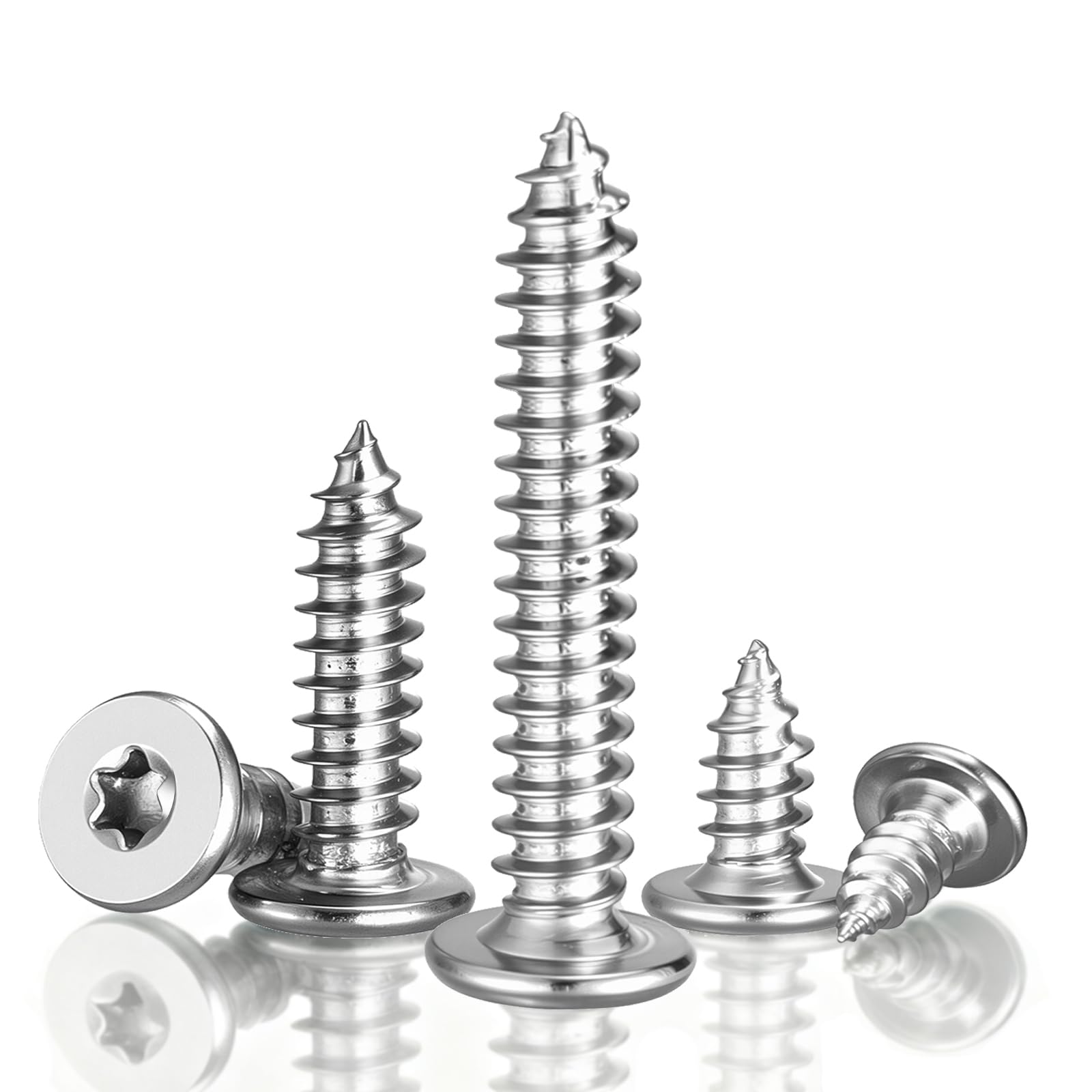 50 stuks M3 x 16 verzonken schroeven voor hout, Torx-houtschroeven, roestvrij staal A2 V2A, zwart oxide, volledige schroefdraad, met schroevendraaierbit