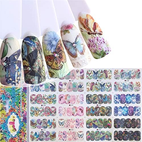 4 Sheets 48 pattern Water Transfer Nail Art Decals Stickers With Butterfly flower Animal Insect beauty girl cartoon and different patterns for women