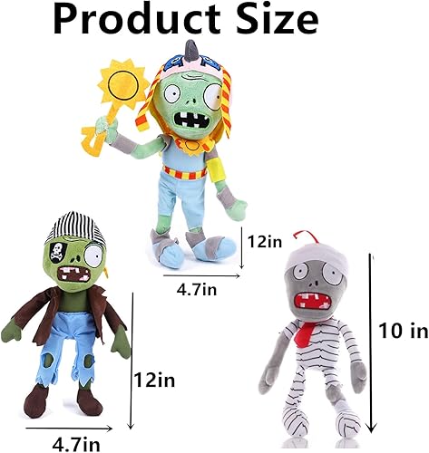 Miniatura 3 de JHESAO 3 piezas de peluches de PVZ plantas y zombis juguetes de peluche normal zombie PVZ 1 2 peluche suave muñeca momia zombi nuevo