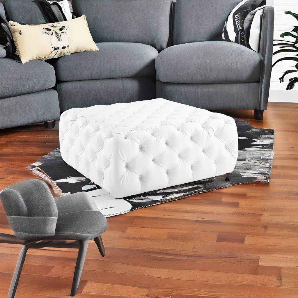Ergode Amour Tufted Button Ottoman: Luxurious, Spacious, Elegant Faux Leather Design