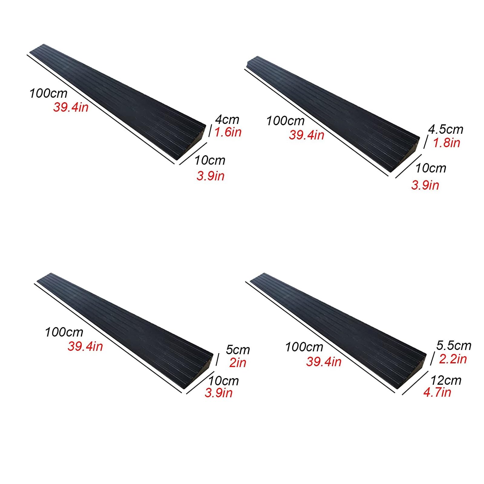 Rampa Portátil Antideslizante para Umbrales De Silla De Ruedas (desnivel De 2 A 7 Cm); Rampa De Acceso Ligera para Puertas, Baños, Garajes Y Supermercados; Uso En Svart 100x12x5.5cm