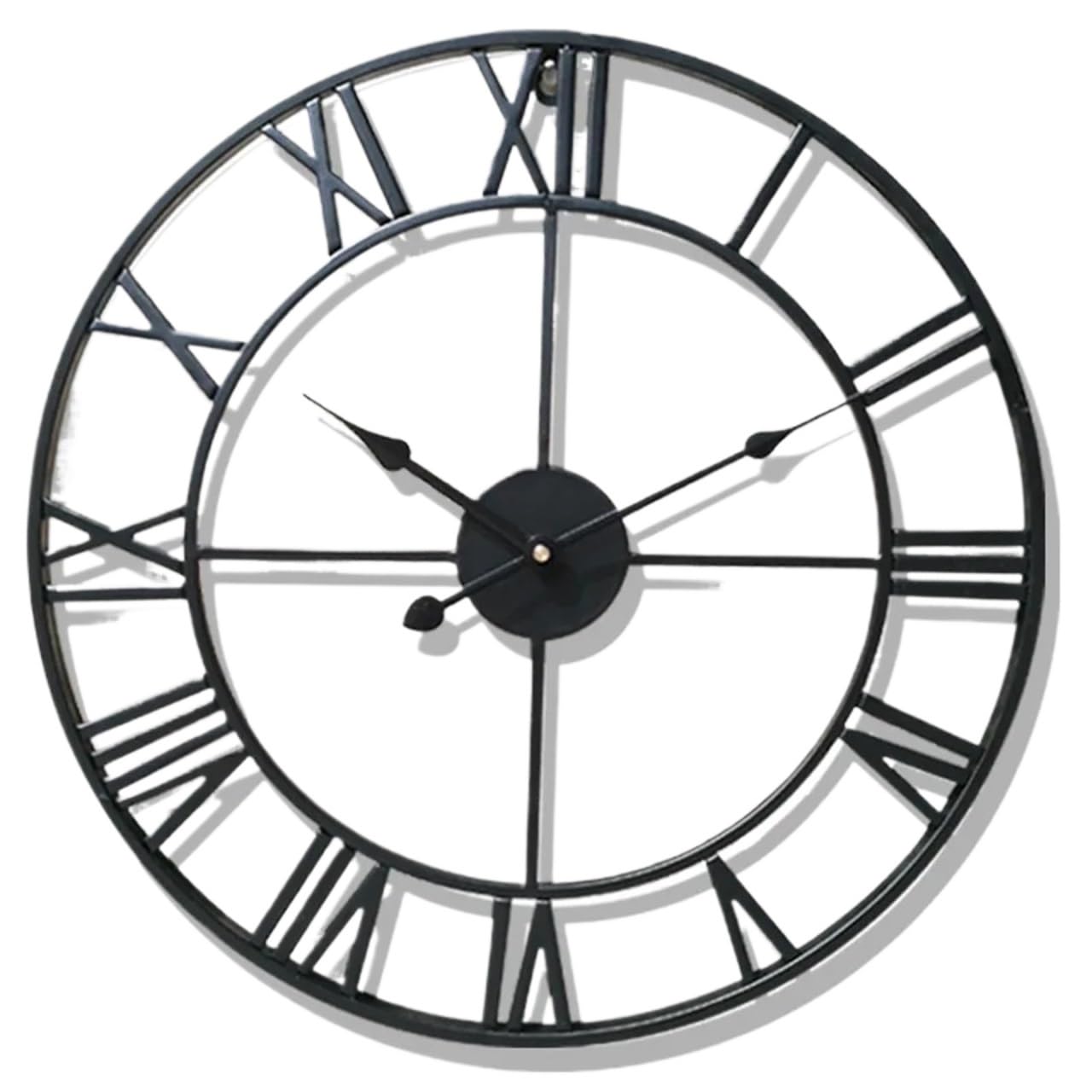 Ubohuz Black Metal Roman Numeral Wall Clocks For Patio, Pool, Garden