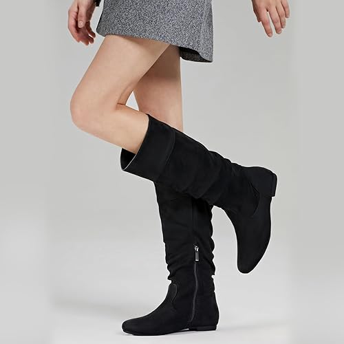 Miniatura 8 de Rollda Botas altas hasta la rodilla para mujer, botas planas con cremallera lateral, botas de otoño para mujer