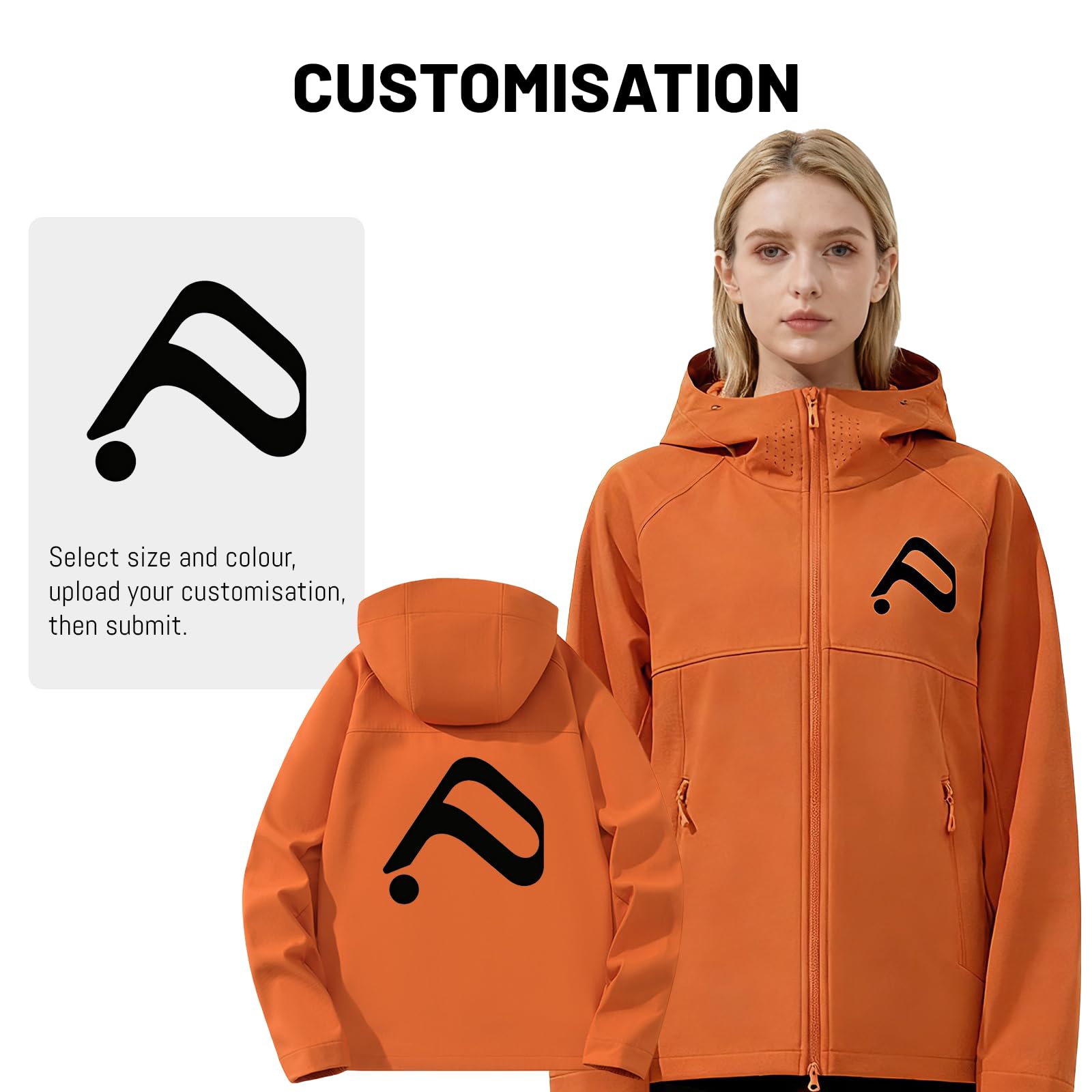 Giacca softshell da donna personalizzata personalizzata con testo del tuo logo antivento foderato in pile per corsa all'aperto