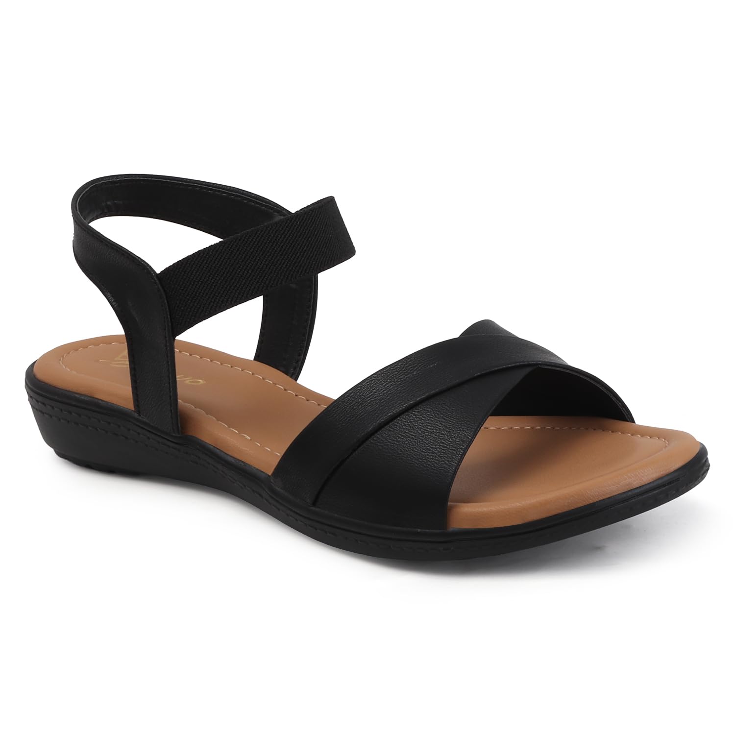 Believо Women's Cross Strap Flat Sandals, Elastic Ankle Strap, Open Toe, Casual Comfort Footwear-image-29