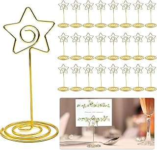 25pcs Table Number Holders, Place Card Holder, 3.35 Inch Table Number Stands, Star-Shaped Wedding Table Number Holder for Party Graduation Home Restaurant Centerpiece Decor