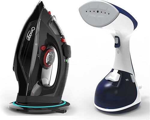 OMAIGA Juego de paquetes de hierro para el hogar y viajes, plancha y vapor inalámbricos, planchado eficiente, fácil de transportar, adecuado para