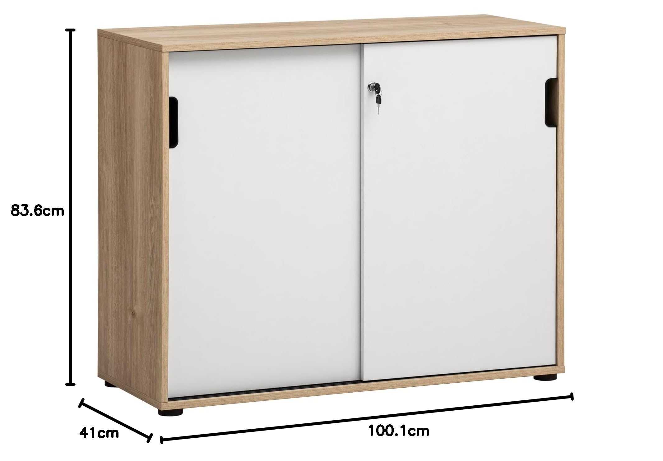 Schildmeyer Aktenschrank Emmik 702043, weißeiche Dekor/mattweiß, 100 x 41 x 83,6 cm