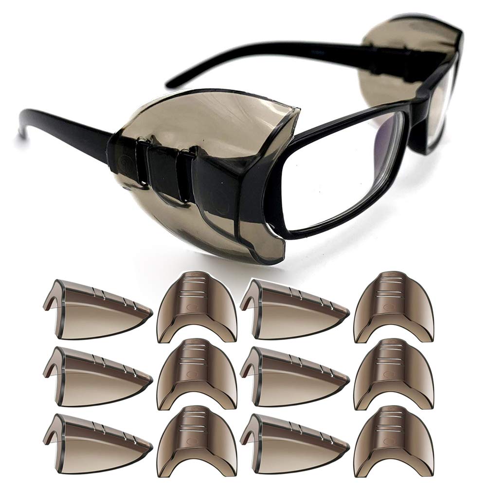 KMDJG 6 Pairs Safety Eye Glasses Side Shields,Slip On Side Shields, Fits Small to Medium Eyeglasses (Grey)