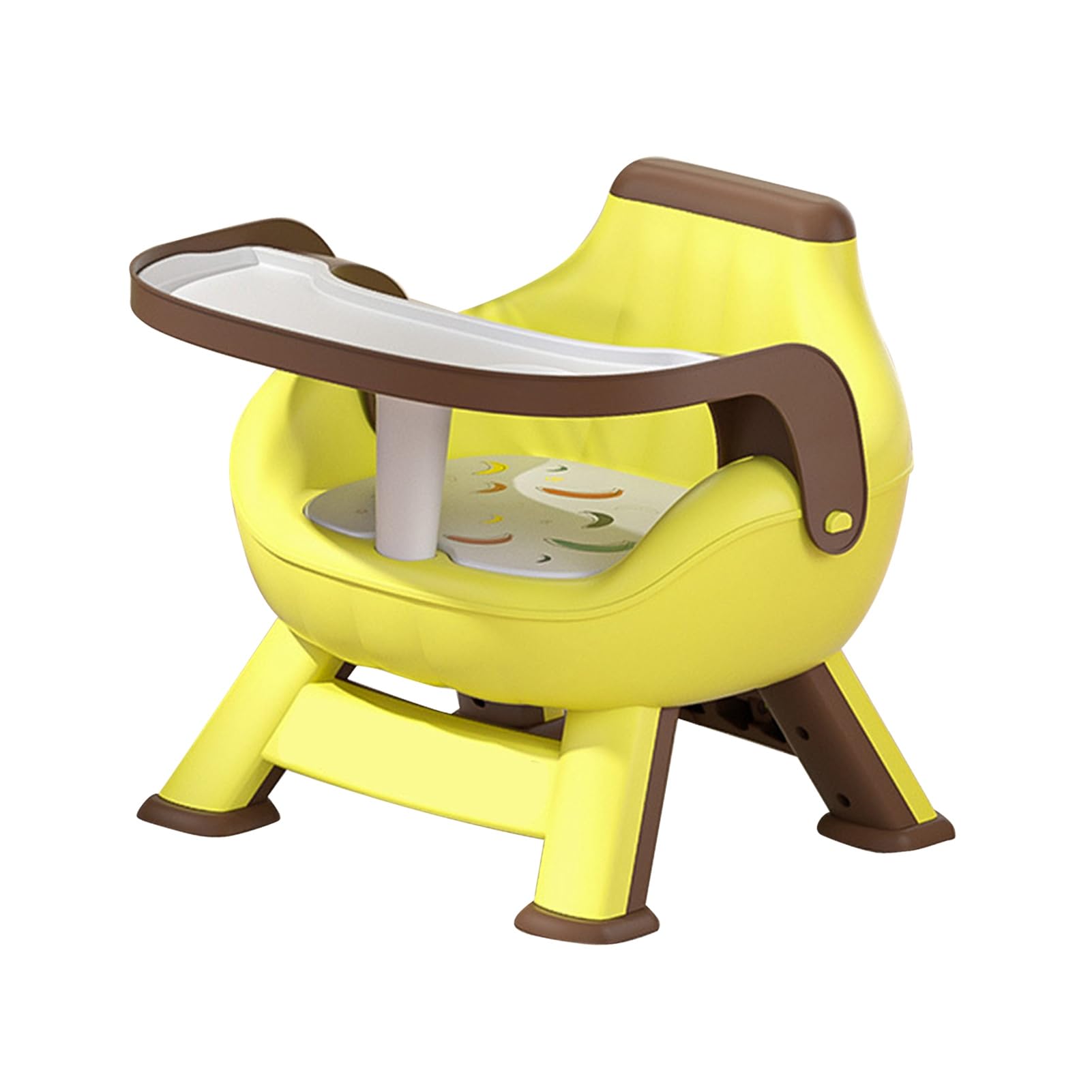 Silla para Comer Multifuncional para bebé con Cojín de Sonido Suave, Bandeja de Doble Capa, Diseño Extraíble para Alimentación Infantil (Amarilla)