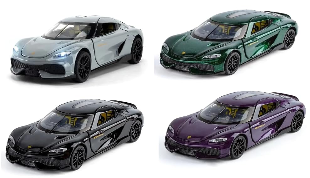 Image of Sky Tech Koenigsegg Gemera Toy Car 1:32 Exclusive Alloy Metal Pull Back Die-cast Car Diecast Metal Pullback Toy car with Openable Doors & Light, Music Boys Gifts Toys for Kids【Colors as Per Stock】