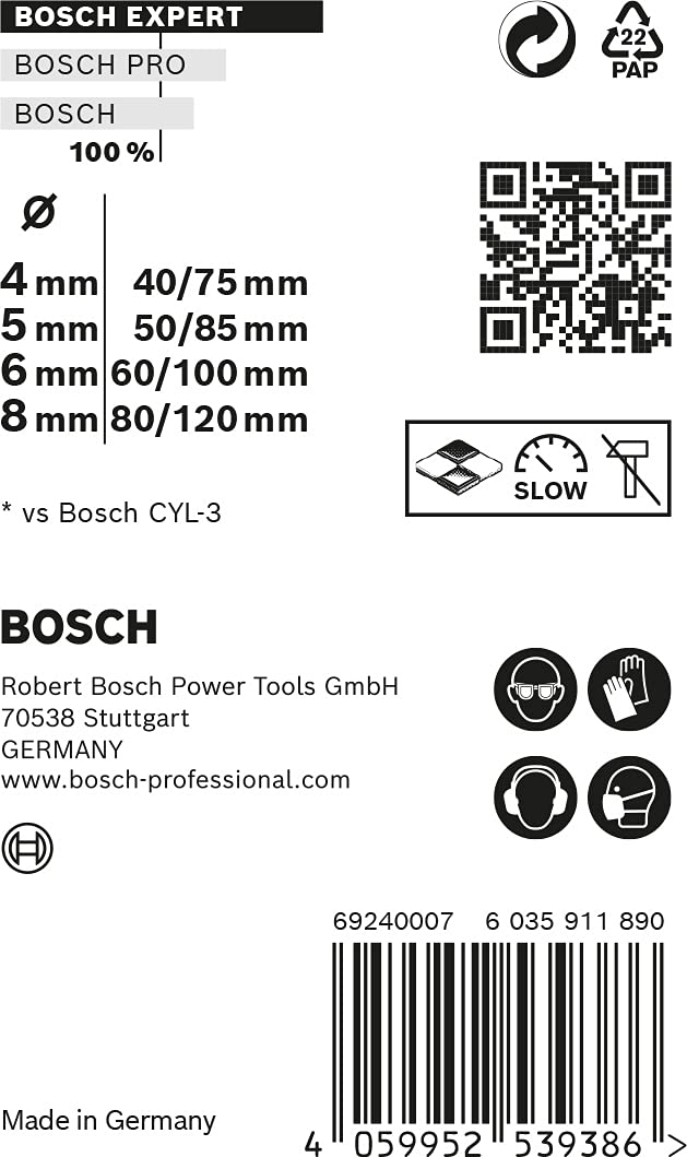 Bosch Professional 4X Expert CYL-9 MultiConstruction Drill Bit Set (Ø 4-8 mm, Accessories Rotary Impact Drill)
