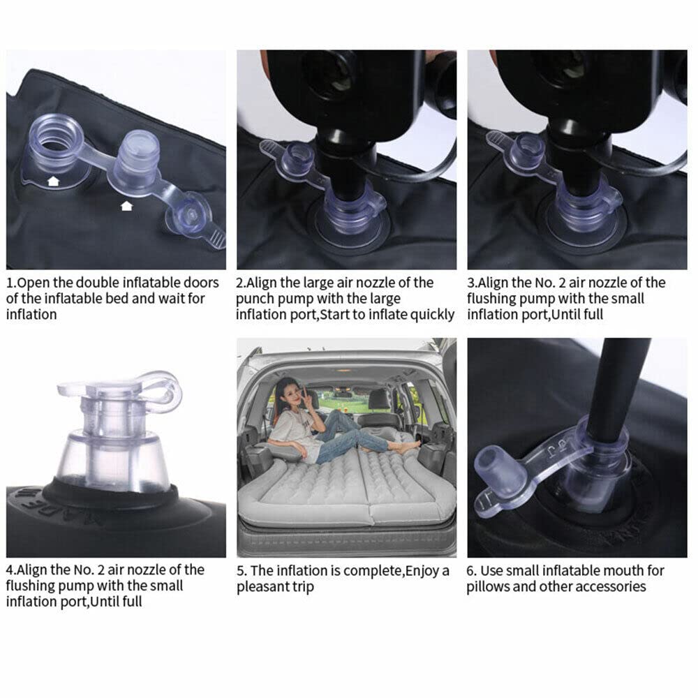 Materasso per Auto, 170 x 120 cm, Materasso SUV per Auto, Materasso Gonfiabile per Viaggi, Campeggio, Attività Outdoor, con 2 Cuscini e Pompa, Grigio