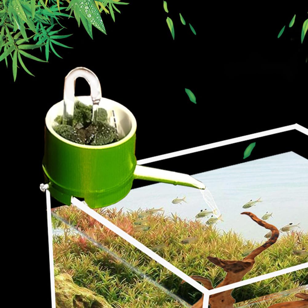Bamboo Tube Filter, Aquarium Hang On Filter with USB Water Pump, 3-in-1 Plastic Water Flow Device,Small Fish Tank Filter and Waterfall Decoration Filter