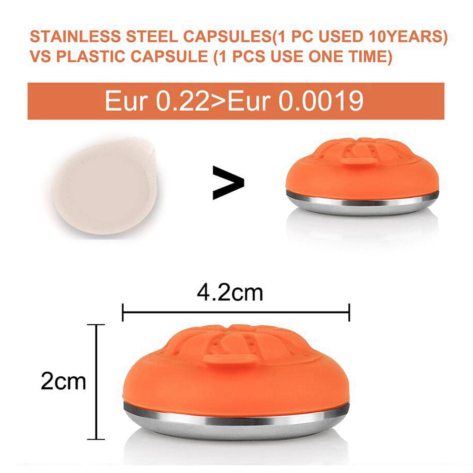 Filtros de Café Reutilizables de Acero Inoxidable de 420 Mm, Cápsulas Recargables con Cuchara Y Cepillo de Limpieza.