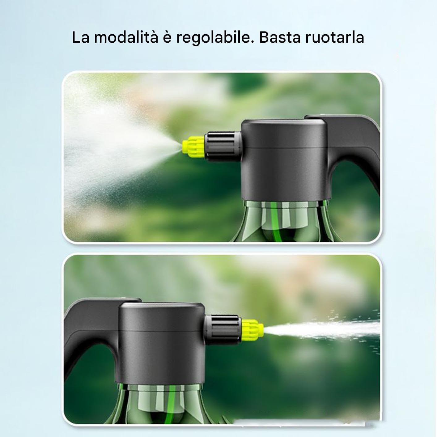Sprayer Elettrico a Batteria - 3 Litri Irroratore Giardino Ricaricabile,Nebulizzatore Atomizzatore Regolabile 1500 mAh per Interno ed Esterno, Pulizia Piante e Verniciatura Casa