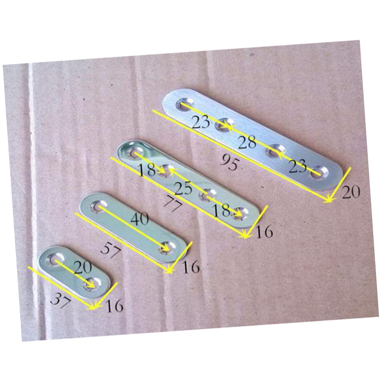 GLEAVI Plaque De Fixation En Acier Inoxydable Plate Droite à 4 Trous 95 Mm x 20 Mm x 2,5 Mm, Lot De 10 Pièces, Renfort D'angle Pour Réparation Et Assemblage De Meubles