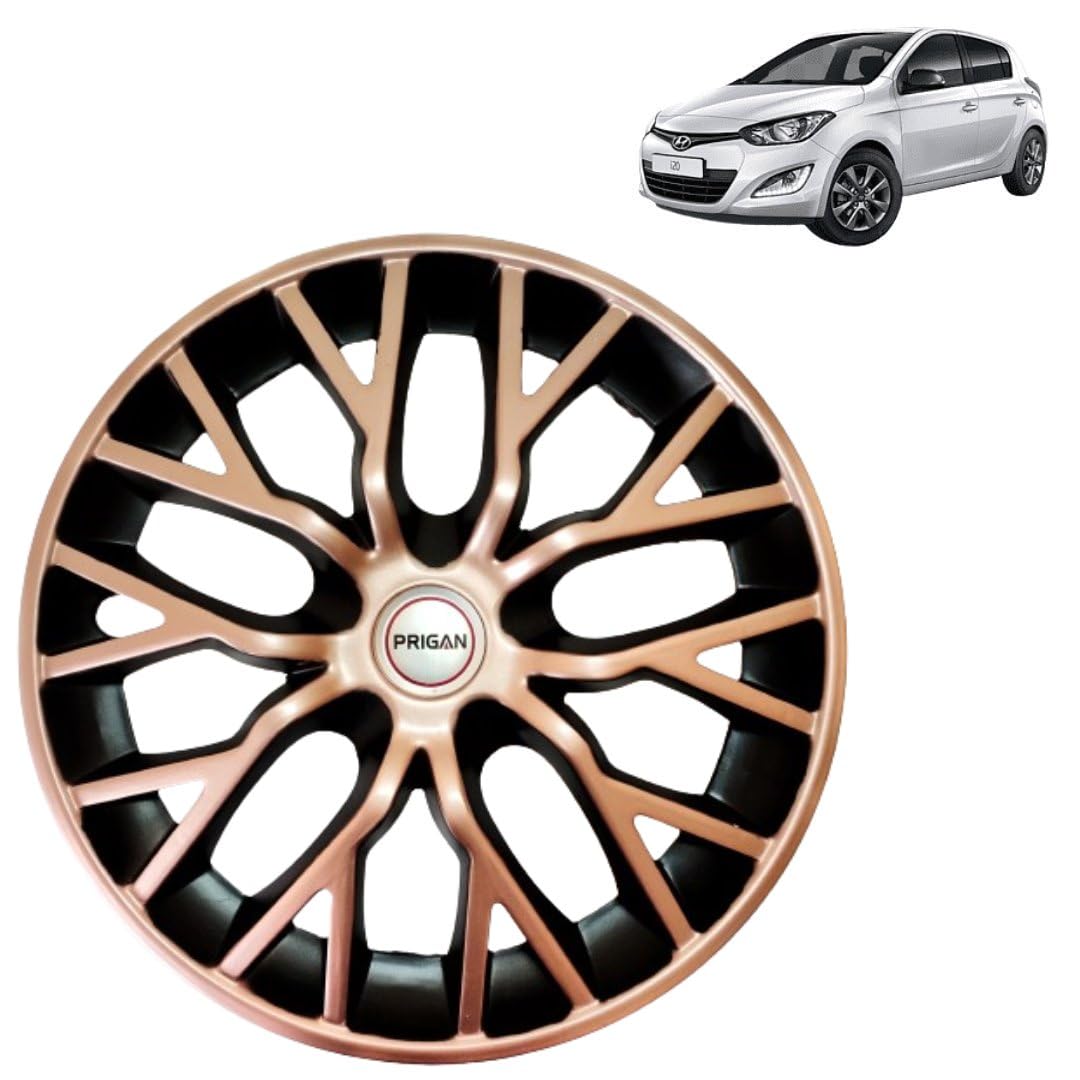 PRIGAN i20 Elite Copper Black Wheel Cover 14" for -i20 Elite (Set of 4 Pcs) (Press Fitting) Model- Phantom Copper 14