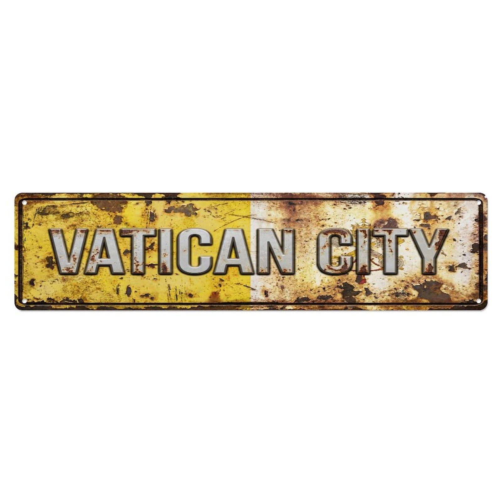 Xanthor Style Metal Tin Sign Vintage Vatican City Flag Pattern