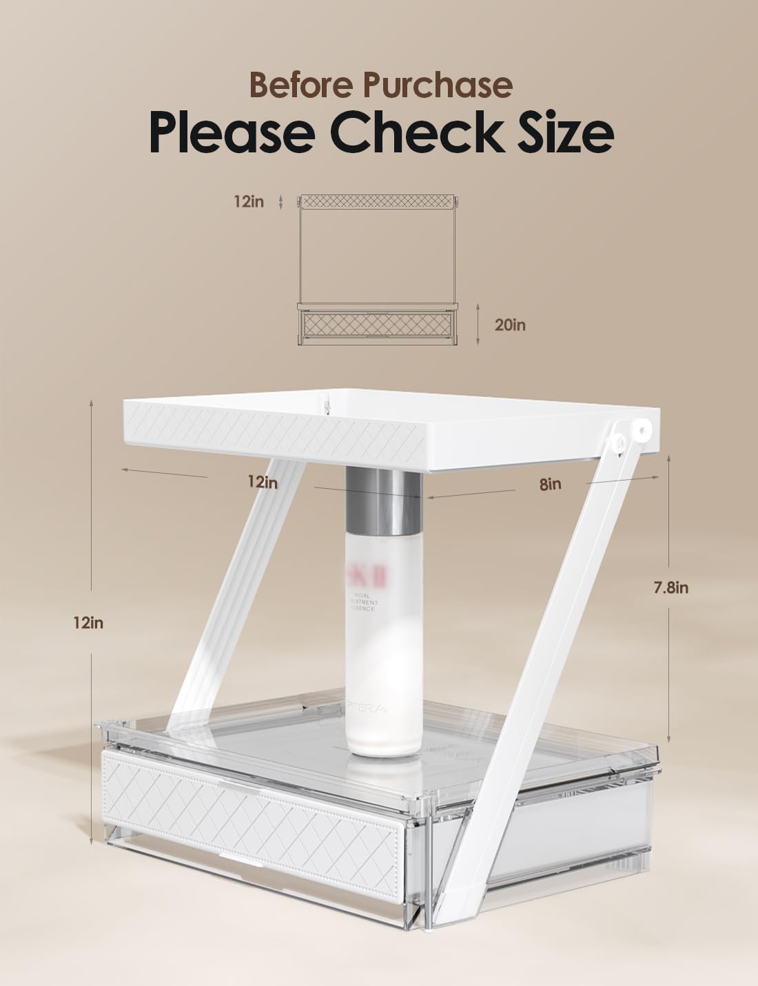 Neatora White 2-Tier Z-Shaped Bathroom Countertop Organizer