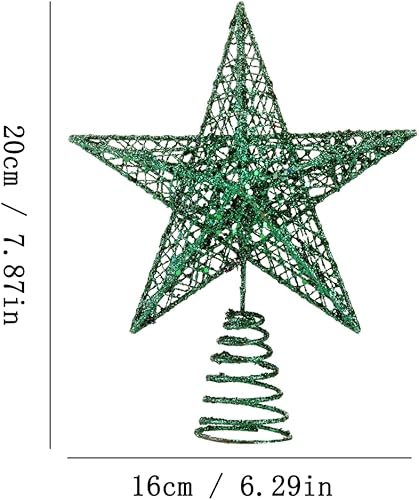 Miniatura 14 de BinaryABC Estrella para árbol de Navidad, adornos brillantes para decoración del árbol de Navidad, 7.9 in (plateado)