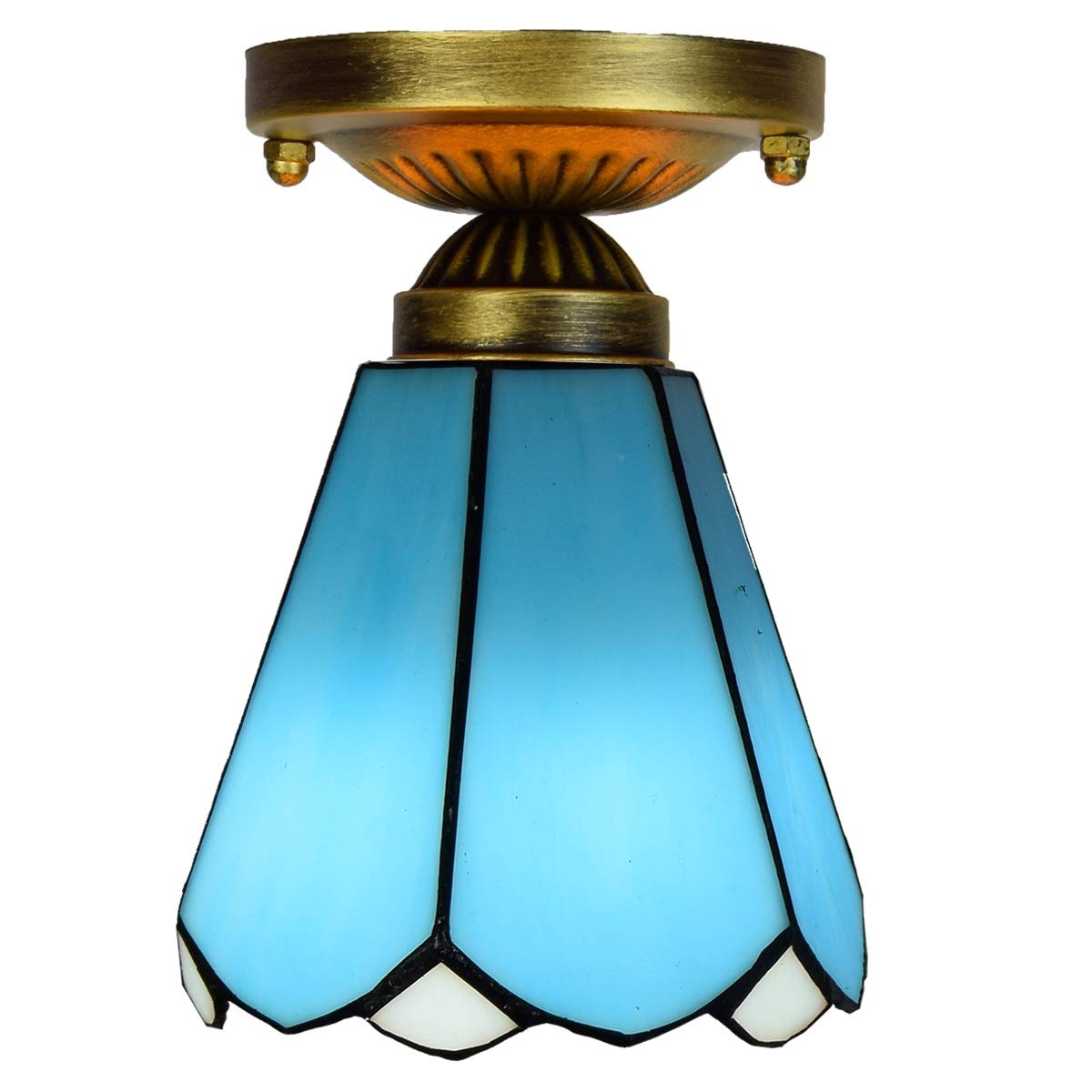 LYMSXAZOU Stained Glass Ceiling Lighting 15CM European-Style Creative Retro Mediterranean Blue Aisle Stairs Decoration Small lamp Corridor Balcony Foyer