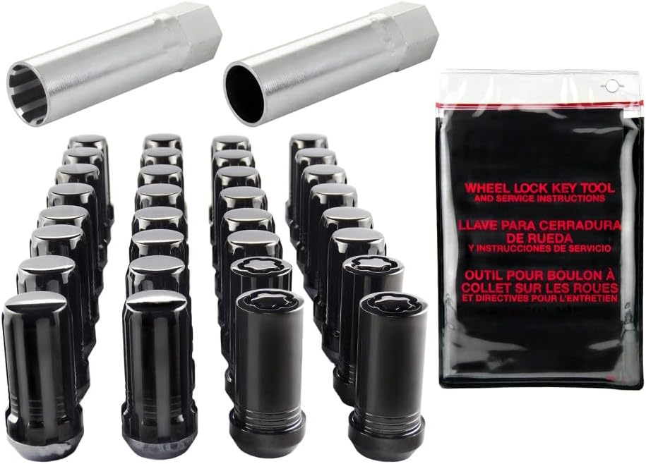 McGard For Jeep Liberty 2002-2012 Spline Drive Installation Kit | Set of 23 | Chrome | Black PVD | Cone Seat Nut | 13/16 Hex Size | With Wheel Locks | 1/2-20 Thread