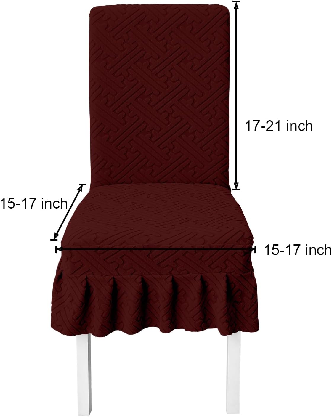 Dining Chair Coves Set of 6, Stretch Seat Covers with Skirt Hem, Washable Elastic Chair Slipcovers for Dinning Room,Restaurant,Banquet- Red