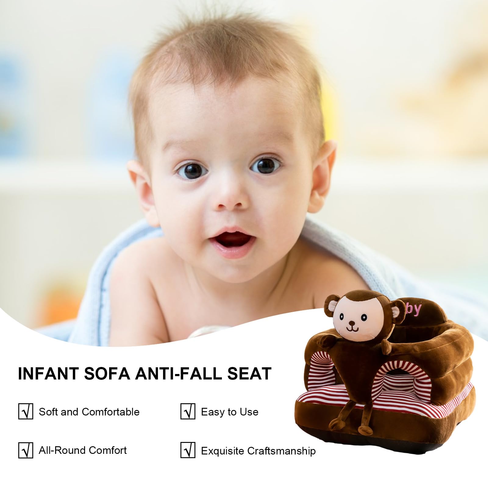 Siège d'apprentissage pour Tout-Petits - Support de siège de canapé en Forme d'animal pour l'apprentissage des Tout-Petits Assis,Chaise Douce pour Apprendre à s'asseoir pour, garçons et