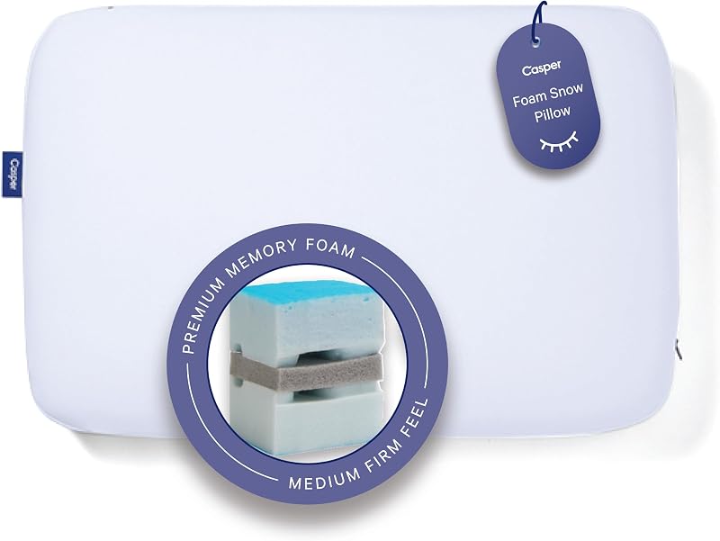 Almohada de espuma para nieve Casper, estándar, rey blanco (pack de 1)
