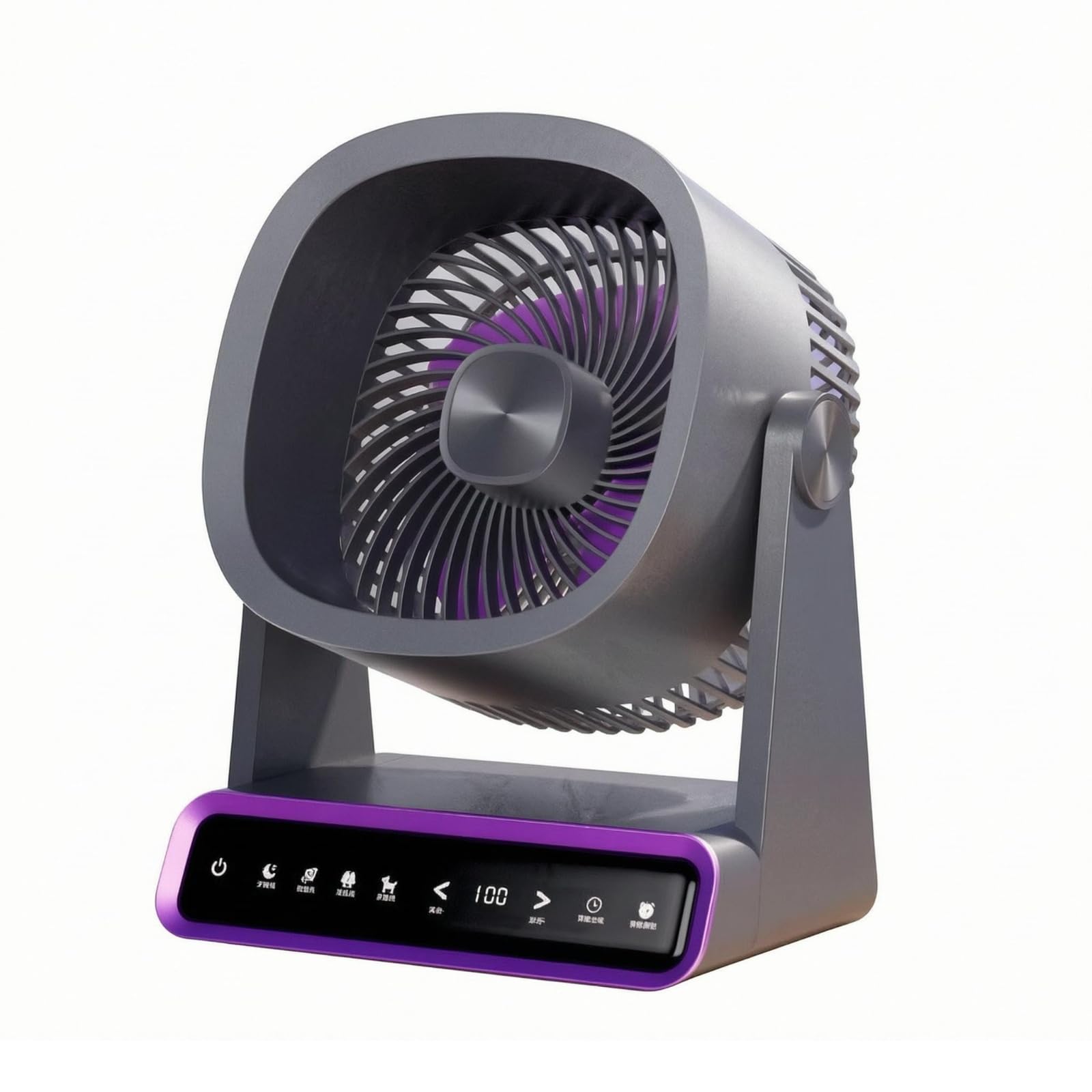 Touch Control Rechargeable Tabletop Fan Brushless Engine Smart Digital Fan Solar Powered Home Cooling Wireless Charging for Outdoor, Camping, Gray | Home & Garden | Home Improvement-image-15