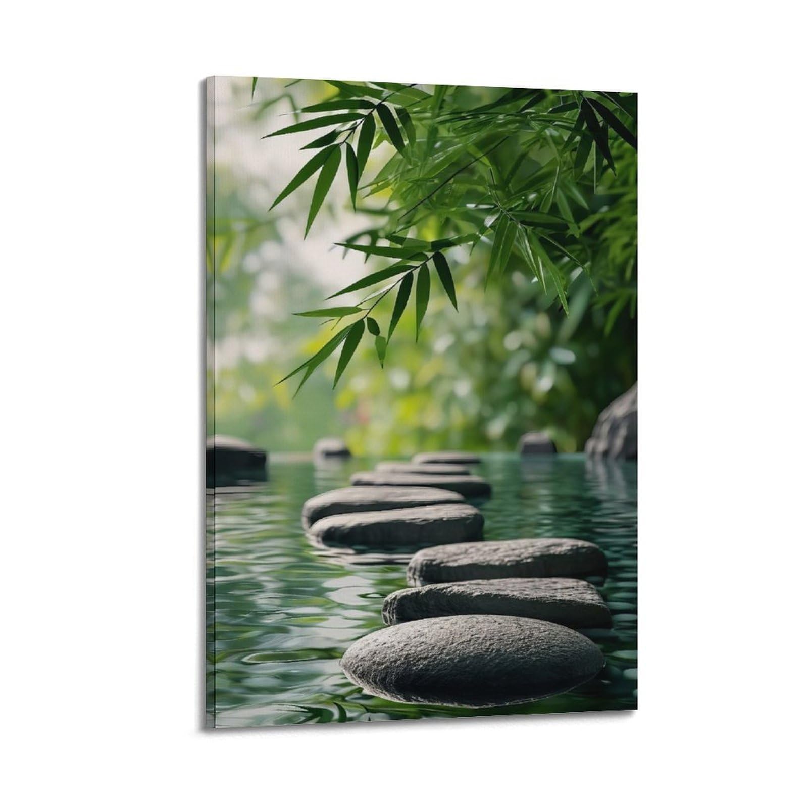 CPGLJD Zen Stones Poster Yoga Meditation Water Surface Stone Path Poster Decorative Painting Canvas Wall Posters And Art Picture Print Modern Family Bedroom Decor Posters 20x30inch(50x75cm)