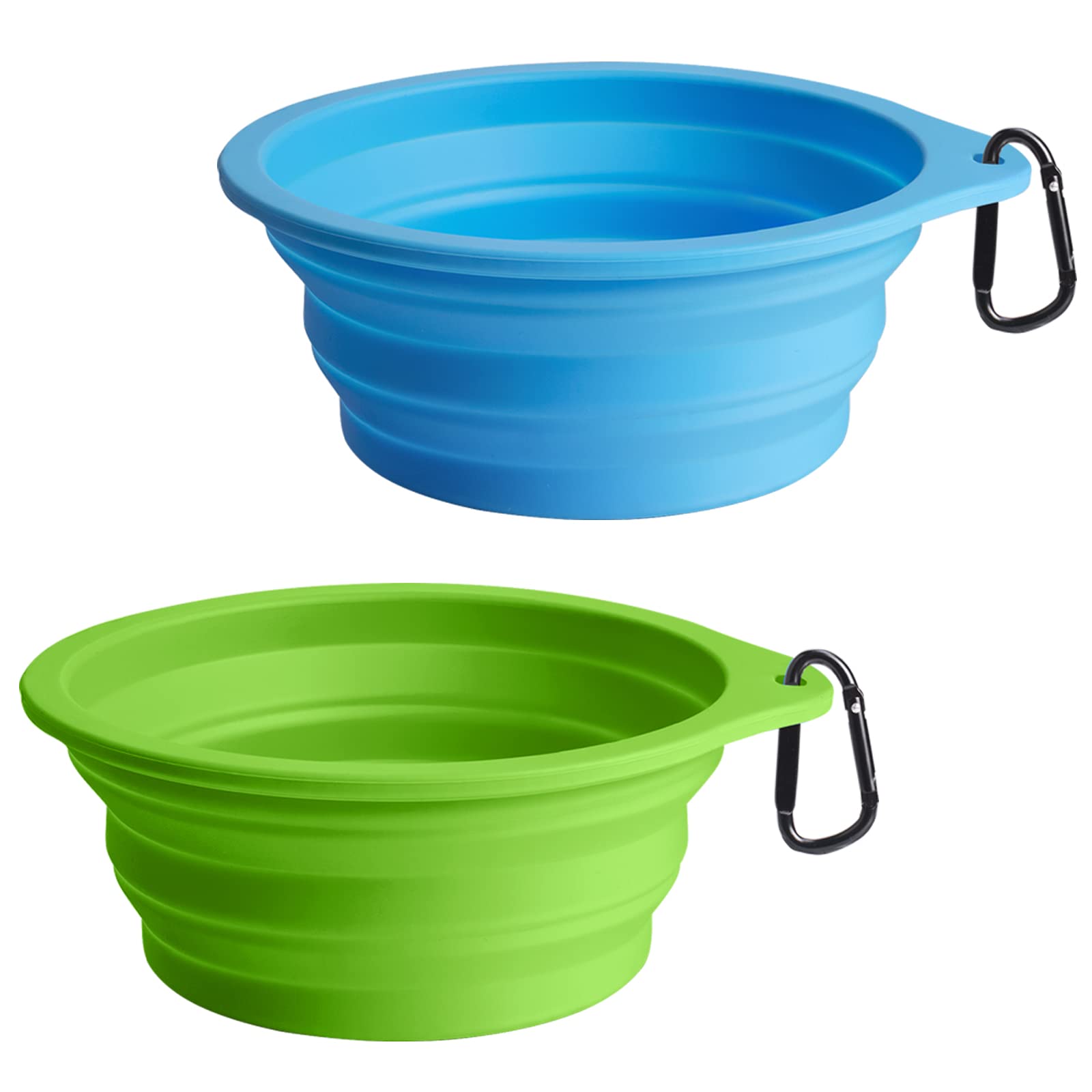 EBuyGB Draagbare Opvouwbare Pop Up Siliconen Voederbak Voor Honden En Katten Met Metalen Karabijnhaak 450 Ml Groen 3224951760
