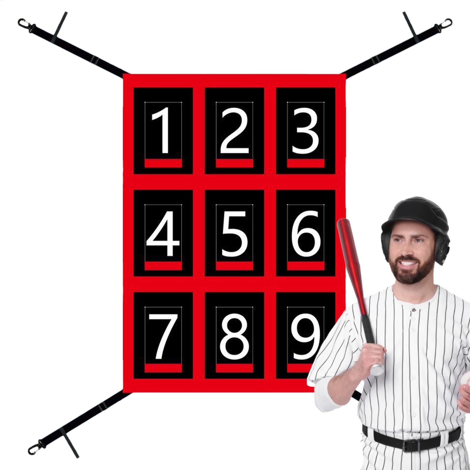 Strike Zone Zielnetz, 48,3 x 68,6 cm, klar nummerierte Schlagzone, verstellbares Pitching-Netz mit Schlagzone für Baseball- und Softballnetz, für verschiedene Altersgruppen