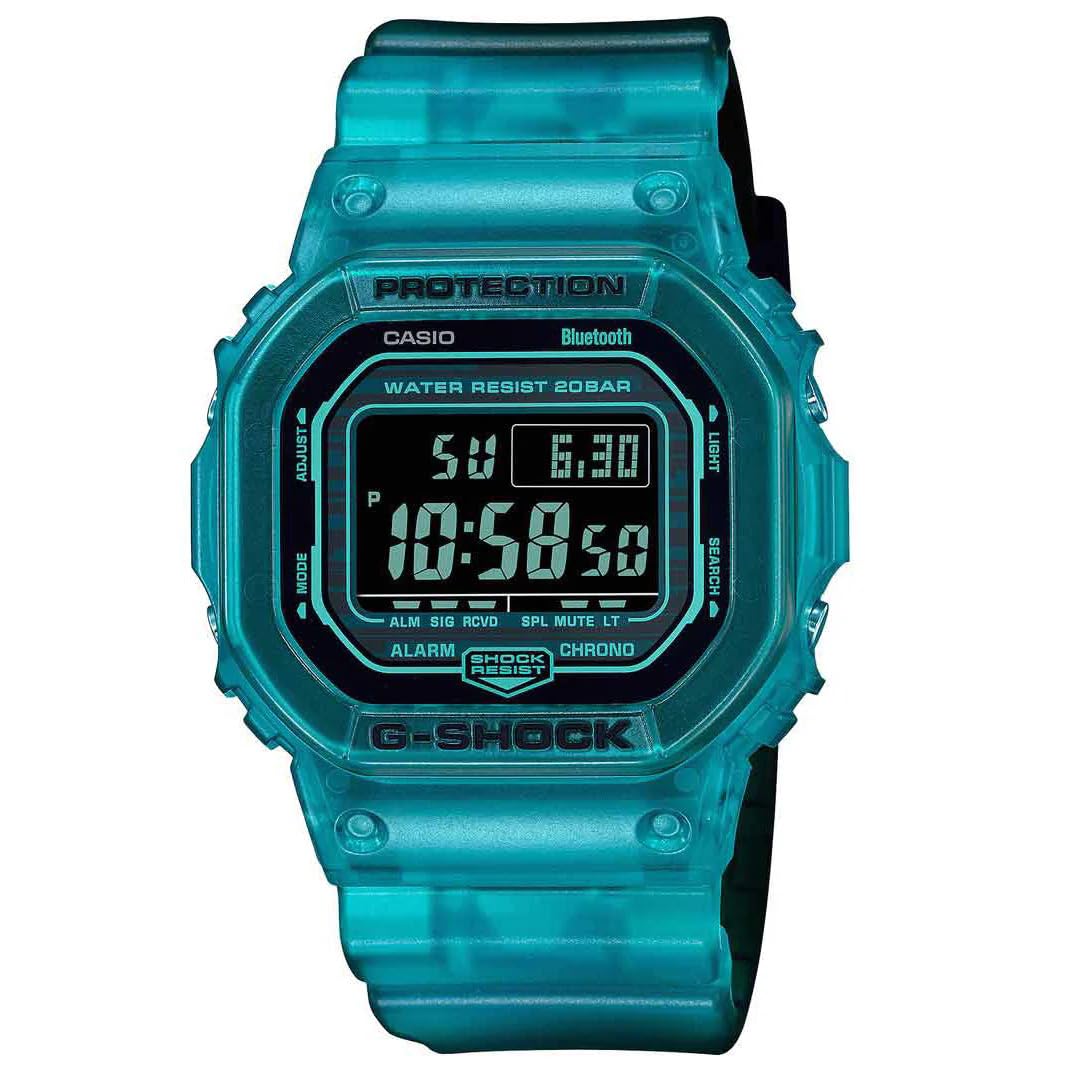 Gents 42.80mm Quartz Watch with Black Digital dial and Turquoise Plastic/Resin Bracelet Strap DW-B5600G-2ER